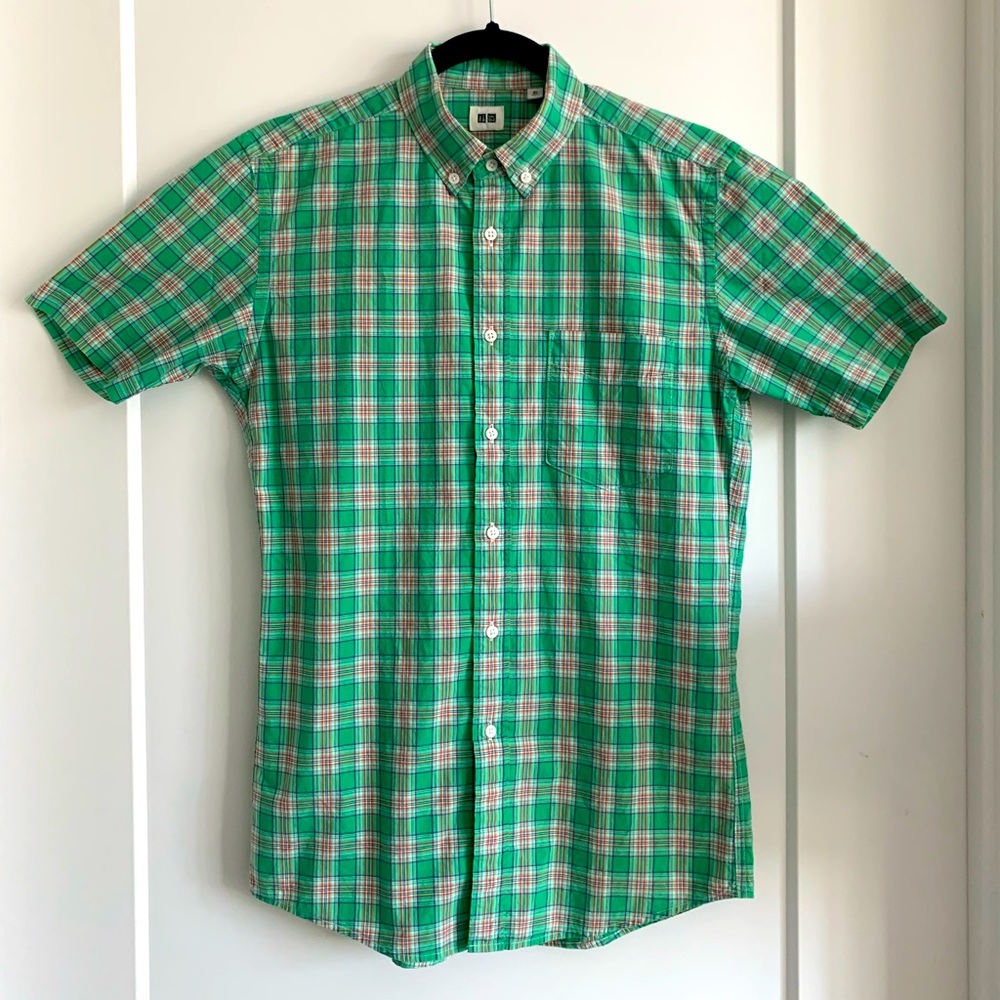 Uniqlo Plaid Short Sleeve Button Down XS